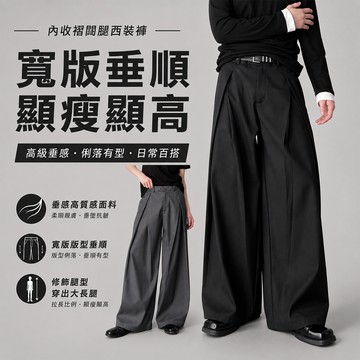 【寬版潮流！隔日達】Baggy 打褶西裝褲男女同款美式復古寬褲顯瘦顯高韓系長褲休閑長褲寬鬆褲子男大尺碼長褲落地褲潮流百搭