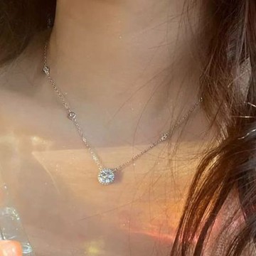 MoonDy 氣質項鍊 鎖骨鍊 圓形項鍊 女生禮物 鑽石項鍊 白金項鍊 純銀項鍊 閨蜜項鍊