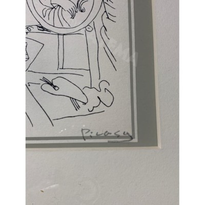 中古 パブロ ピカソ 直筆サイン入り リトグラフ シート 額装 版画 エッチング 「Work」エロスシリーズ Pablo Picasso 1968年  絵画 エッチング アンティーク … | LINEブランドカタログ