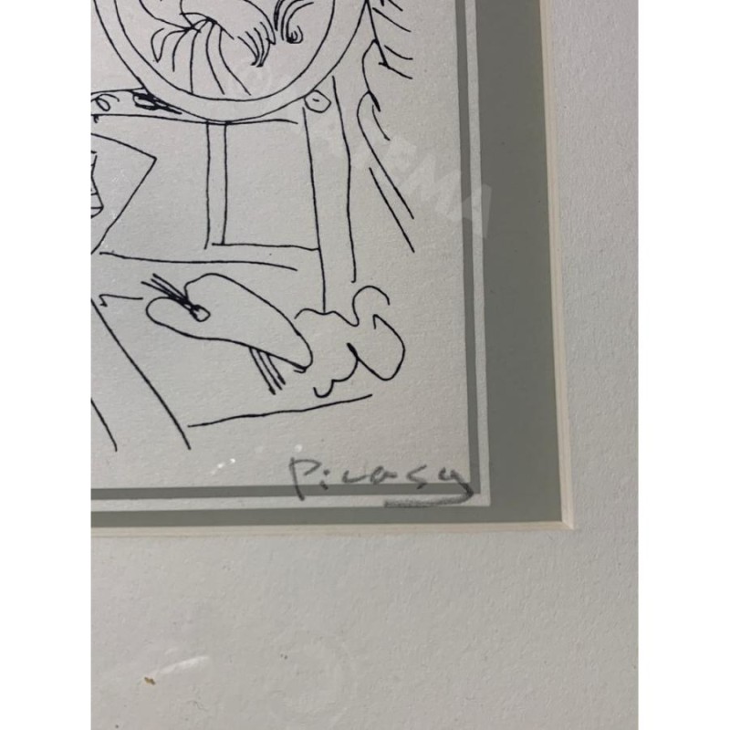 中古 パブロ ピカソ 直筆サイン入り リトグラフ シート 額装 版画 エッチング 「Work」エロスシリーズ Pablo Picasso 1968年  絵画 エッチング アンティーク … | LINEブランドカタログ