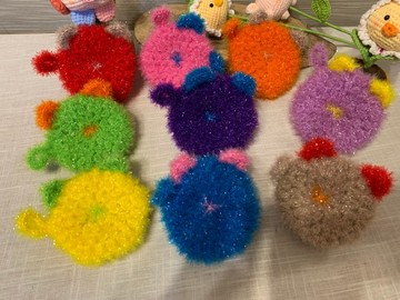 韓國抗菌絲光纖維菜瓜布-招財貓咪款。3入1組 。顏色隨機