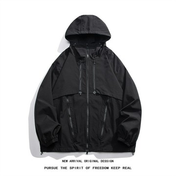 跨境外貿秋裝新款沖鋒衣大碼美式機能工裝高級感衣服夾克外套男23