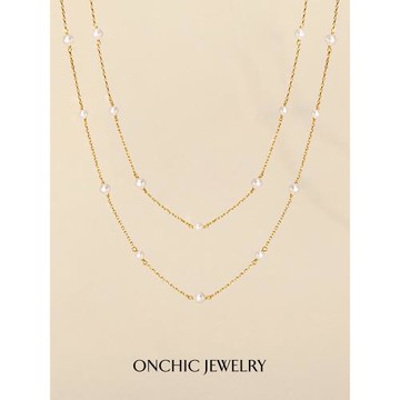 徐夢潔同款Onchic星點珍珠項鏈輕奢小眾鎖骨頸鏈滿天星配飾疊戴