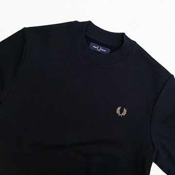 美國百分百【全新真品】Fred Perry 大學T 刷毛 棉質 歐洲精品 長袖上衣 LOGO 黑色 CU30