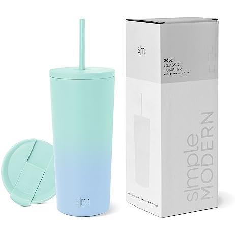 Simple Modern Insulated Tumbler with Lid and Straw Iced Coffee Cup Reusable Stainless Steel Water Bottle Travel Mug Gifts for Women Men Her Him