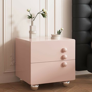 免運 可開票 床頭櫃 邊櫃 側櫃 邊幾 茶几 奶油風實木床頭櫃意式極簡臥室收納櫃簡約現代整裝落地床邊小櫃子 速度出貨DD1111