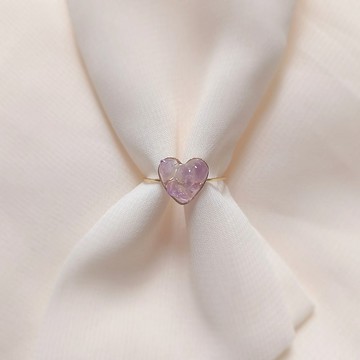 petit heart ring 天然石愛心戒指 NO.07 ( 紫水晶・自由尺寸 )