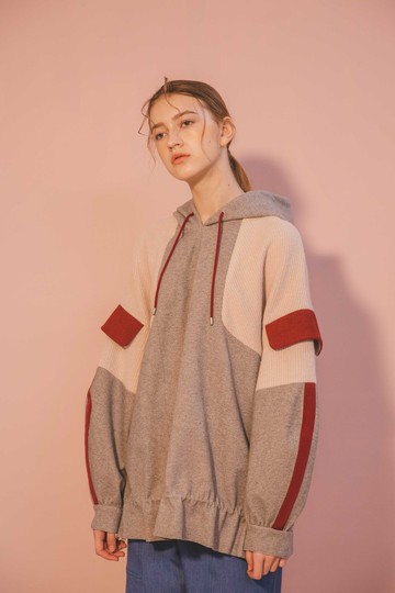 Sample Sale/ 連帽拼接落肩衛衣