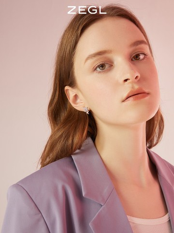 ZEGL設計師銀河甜心系列四芒星耳釘女愛心耳環酷925銀針小眾耳飾