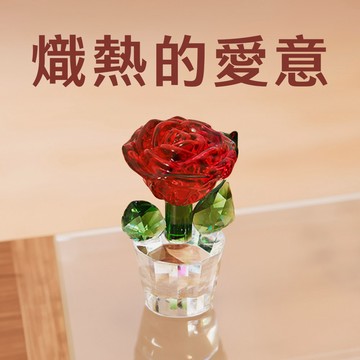 【吉利水晶】經典告白紅色玫瑰花水晶 空間裝飾擺飾 水晶擺飾 生日禮物 情人節禮物