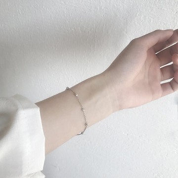 小麋人925ins小眾設計感轉運珠彎刀月亮球球純銀細手鏈日韓禮物女