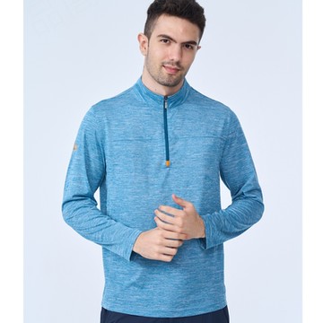 Wildland荒野-男彈性輕量前襟拉鍊長袖衣-土耳其藍色