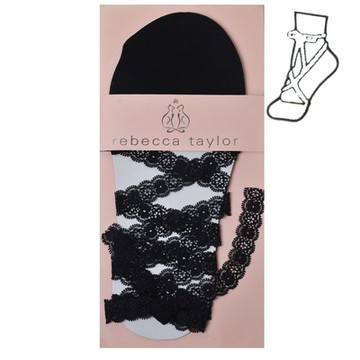 rebecca taylor 性感優雅蕾絲綁腿腳尖襪套(黑色系)