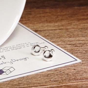 月影 圓圈耳針 925純銀 轉珠耳環 鎖珠耳環