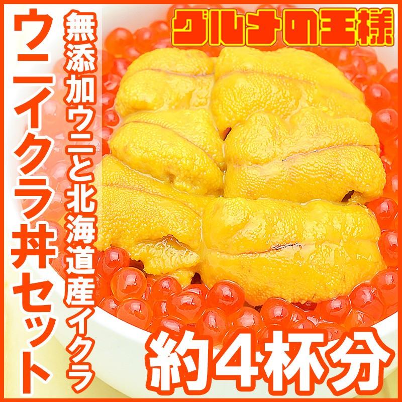 築地市場のウニイクラ丼セット（４杯分・無添加生ウニ２００g＆いくら醤油漬け２００g）海鮮丼で約４杯分 単品おせち 海鮮おせち