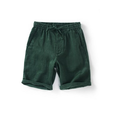 休閒褲亞麻短褲-夏季寬鬆綁帶男褲子4色74ex19【獨家進口】【米蘭精品】