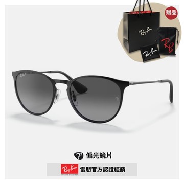 【RayBan 雷朋】圓形金屬偏光太陽眼鏡(RB3539-002/T3 54mm)