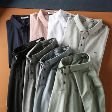 秋季新款 彈力珠地棉！門襟撞色織帶商務休閑男士長袖POLO衫潮