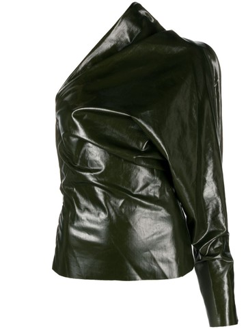 Rick Owens - Luxor single-sleeve cotton blend top - women - Cotton/Elastomultiester/Rubber - 42 - Green