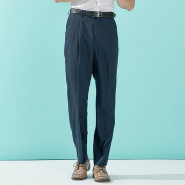 BARONECE 層次組織細紋組織打摺西褲_深藍(517126-10)