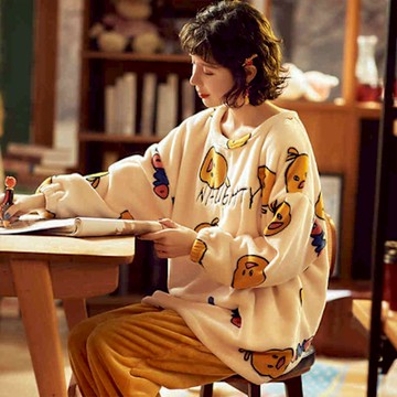 [韓國K.W.]現貨韓國小雞保暖升級刺繡家居服套裝睡衣