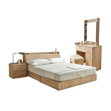 【UHO】秋原-橡木紋6尺雙人加大5件組II(加強床底)