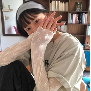春夏新款韓國ins可愛日系蝴蝶結彈性網紗打底衫長袖T恤內搭