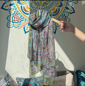 印度丨民族絲巾-湖光綠風