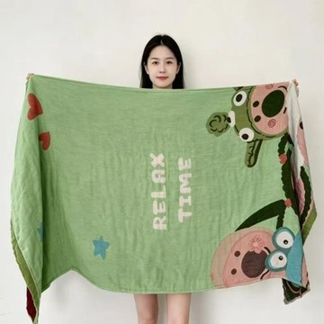新款家用吸水成人浴巾透氣不易掉毛洗澡裹巾情侶可愛新款卡通紗布
