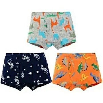 日本 Ho-ho kids - [人氣No.1]純棉透氣男孩內褲(3入)-恐龍-灰藍橘