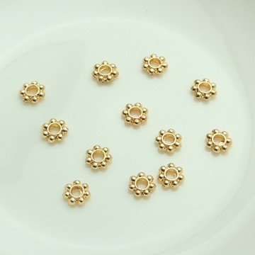 Tl- (100pcs/份)- 14K包金配件 手工diy飾品配飾 手串雪花型隔珠保色隔片串珠材料