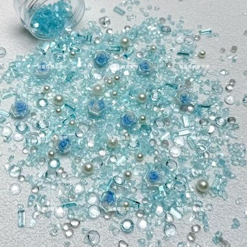 ✨台灣出貨✨【夏日限定】超仙氣卡磚卡套流麻材料不規則晶透碎石風暴軟花配件