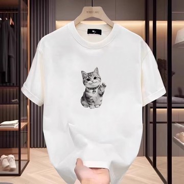 【董小姐】100%純棉短袖 圓領卡通印花上衣 寬鬆顯瘦上衣 嘻哈新潮 百搭穿搭 日韓版上衣 oversize歐美T恤