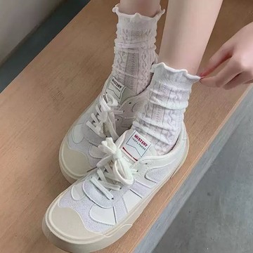 新款女襪✨公司貨 小紅書同款襪子 白色蕾絲花邊襪子女 jk中筒襪 春夏季薄款 純棉長襪 日系lolita堆堆襪