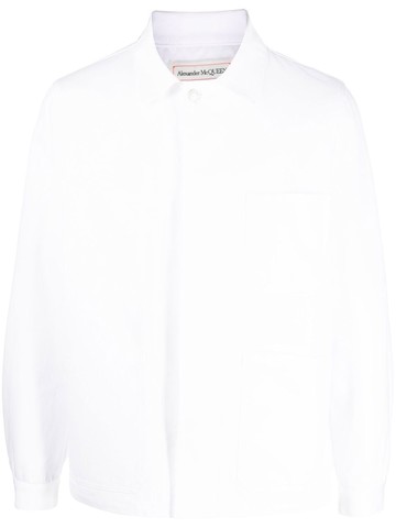 Alexander McQueen - embroidered-logo denim jacket - men - Cupro/Cotton - 46 - White