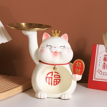 招財貓玄關鑰匙收納擺件喬遷新居禮品結婚禮物家居客廳桌面擺設 雙11全館免運