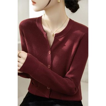 小香風開衫毛衣女裝新款2025春秋圓v領寬松顯瘦長袖針織披肩上衣