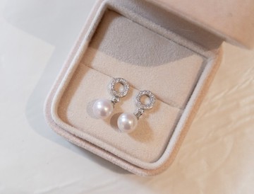 7-7.5mm Akoya珍珠 -S925簡約圓圈-S925銀耳針