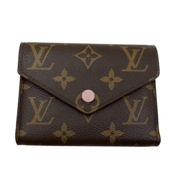【二手名牌BRAND OFF】LOUIS VUITTON LV 路易威登【再降價】棕色 原花 PVC塗層帆布 Victorine 短夾 M62360