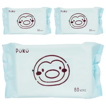 PUKU 藍色企鵝 超純水柔濕巾  80張  3包  80抽