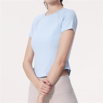 【巴黎精品】現貨+預購 女運動服短袖瑜珈服居家運動服裸感親膚透氣速乾-圓領透氣網孔顯瘦純色女上衣a1jo8