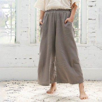 OMAKE 織紋口袋寬褲 / 菱紋布 灰