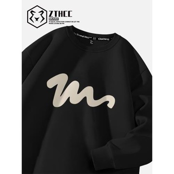 潮牌衛衣男春秋季圓領美式2025新款長袖男款無帽外套男士寬松上衣