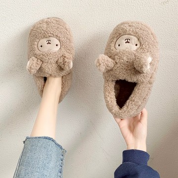 網紅羊駝外穿女棉鞋可愛百搭冬季保暖平底居家毛毛拖鞋加絨蓬蓬鞋