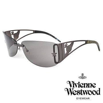 【Vivienne Westwood】英國精品科技感星星無邊框系列太陽眼鏡(VW59205-鐵灰)