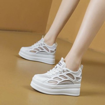 2025女鞋新款松糕厚底網面運動休閑鞋爆款網紅透氣潮小白鞋涼鞋