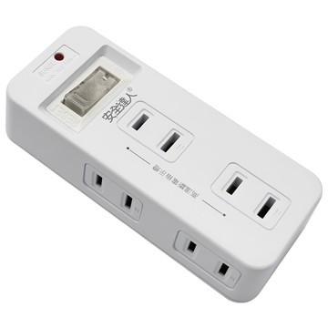 安全達人 1開6插 2P 插座，PTP高溫自動斷電，三面插座  18cm  PLD-R-10L  1個