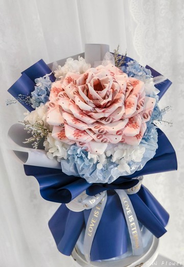 藍色花束/鈔票花束/有錢花/紙鈔花束/錢花花束/生日花束/男友花束