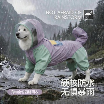 新款四腳全包狗狗雨衣 中大型犬防水衝鋒衣 邊牧金毛拉布拉多戶外散步防髒防水寵物衣服