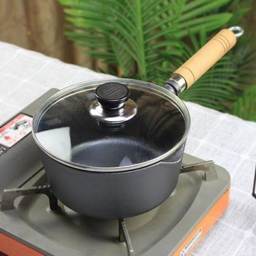 鑄鐵奶鍋嬰兒輔食鍋無涂層小鐵鍋補鐵湯鍋炸鍋不粘燉煮鍋一件代發